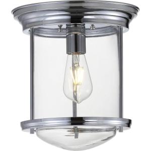 JONATHAN Y 10.25″ Oil Rubbed Bronze LED Flush Mount Light, Nautical Ceiling Light for Hallway Entryway, Clear Glass Dome Shade, Traditional Metal Hardwired Fixture (JYL7440B)(Chrome)