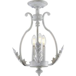 JONATHAN Y 12.2″ Antique White 3-Light Iron Semi-Flush Mount, Candle-Style Ceiling Fixture for Hallway Entryway Bedroom, French Country Cottage Decor, LED Bulbs Included JYL9522A