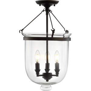 JONATHAN Y 14.5″ Oil Rubbed Bronze 3-Light Iron and Glass Semi-Flush Mount, Transitional French Country Farmhouse Ceiling Light for Entryway Bedroom, LED Bulbs Included JYL9039A