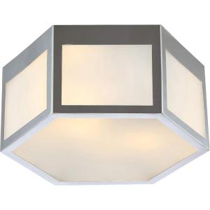 JONATHAN Y 15.75″ Chrome Hexagon LED Flush Mount Ceiling Light, Modern Metal Lantern for Bedroom, Hallway and Kitchen with Frosted Glass Shade, LED Bulbs Included, ETL Listed (JYL7452A)(15.75 in)