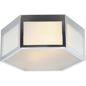 JONATHAN Y 15.75″ Chrome Hexagon LED Flush Mount Ceiling Light, Modern Metal Lantern for Bedroom, Hallway and Kitchen with Frosted Glass Shade, LED Bulbs Included, ETL Listed (JYL7452A)(13 in)