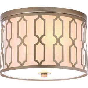 JONATHAN Y 16.75″ Oil Rubbed Bronze 3-Light LED Flush Mount Ceiling Light, Modern Geometric Metal Fixture for Bedroom Hallway, White Linen Shade, LED Bulbs Included (JYL3508A)(Soft Gold)