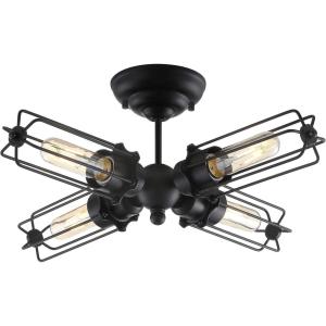 JONATHAN Y 20″ Black 4-Light Iron Flush Mount, Industrial Farmhouse Metal Ceiling Light for Kitchen Living Room, Rustic Transitional Decor, ETL Listed, LED Bulbs Included JYL9510A