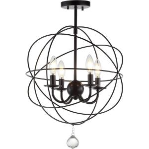 JONATHAN Y 23″ Oil Rubbed Bronze 4-Light Iron Semi-Flush Mount Orb Chandelier, Modern Traditional Ceiling Light with Crystal Accents, ETL Listed, LED Bulbs Included JYL9502A