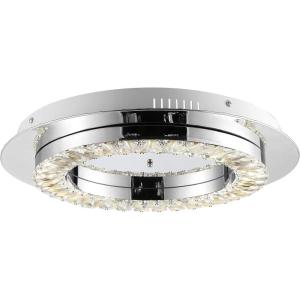 JONATHAN Y 24″ Chrome/Clear Modern LED Flush Mount Ceiling Light, Glam Round Fixture for Hallway Closet Bathroom, Low Profile Integrated LED, Clear Crystal Drum Shade (JYL7217A)(18 in)
