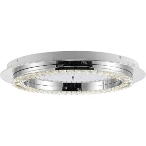 JONATHAN Y 24″ Chrome/Clear Modern LED Flush Mount Ceiling Light, Glam Round Fixture for Hallway Closet Bathroom, Low Profile Integrated LED, Clear Crystal Drum Shade (JYL7217A)(24 in)