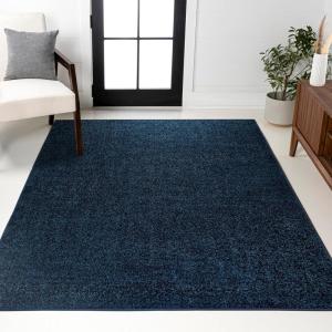 JONATHAN Y Haze Solid Low-Pile Navy Indoor Area Rug 4×6, Coastal,Bohemian,Minimalist,Classic, Easy-Cleaning for Living Room,Bedroom,Kitchen,Pet Friendly,Non-Shedding (SEU100C-4)