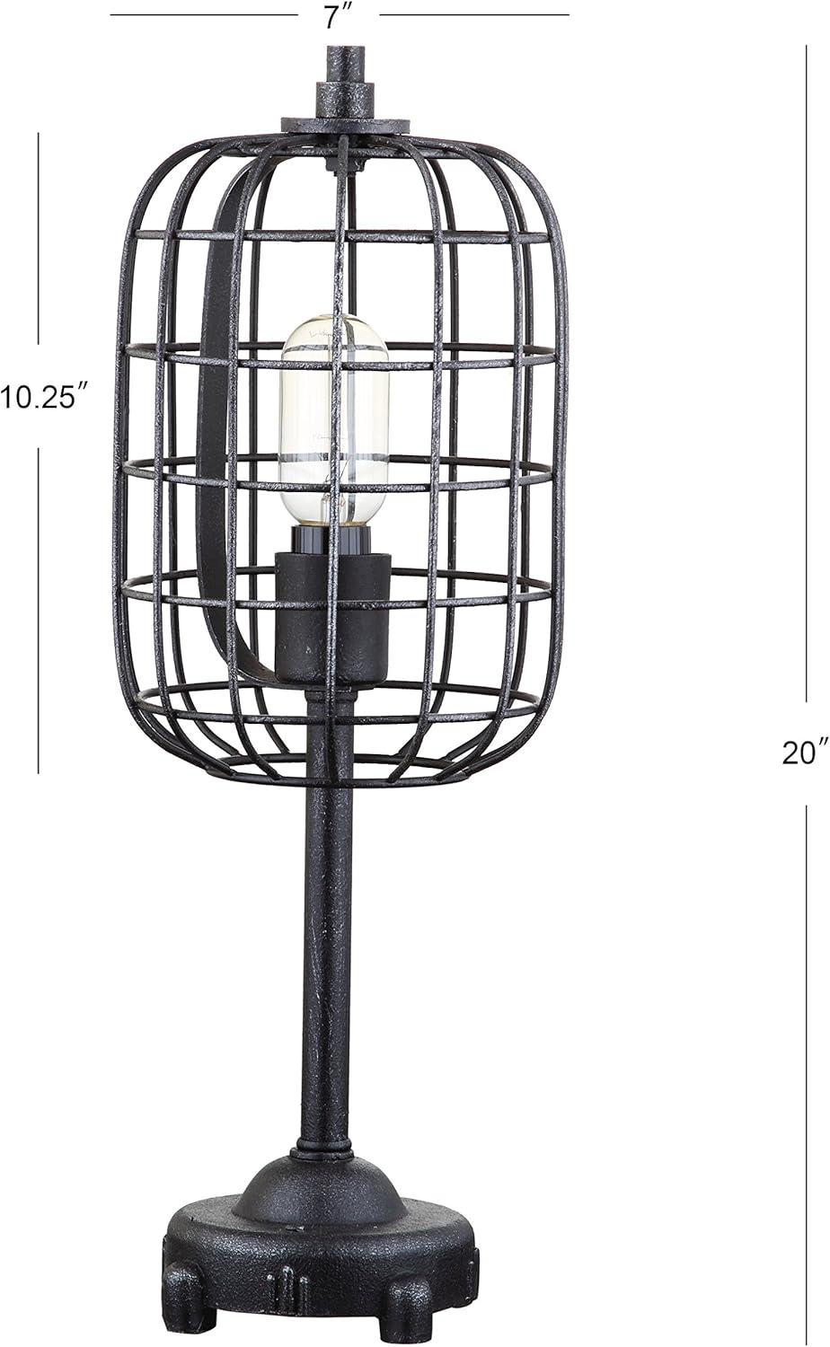 image:imageJONATHAN Y 20 BlackSilver Industrial Metal Table Lamp Wire Cage Drum Shade for Bedroom Living Room Nightstand Rustic Farmhouse Style UL Listed LED Bulb Included JYL4029A