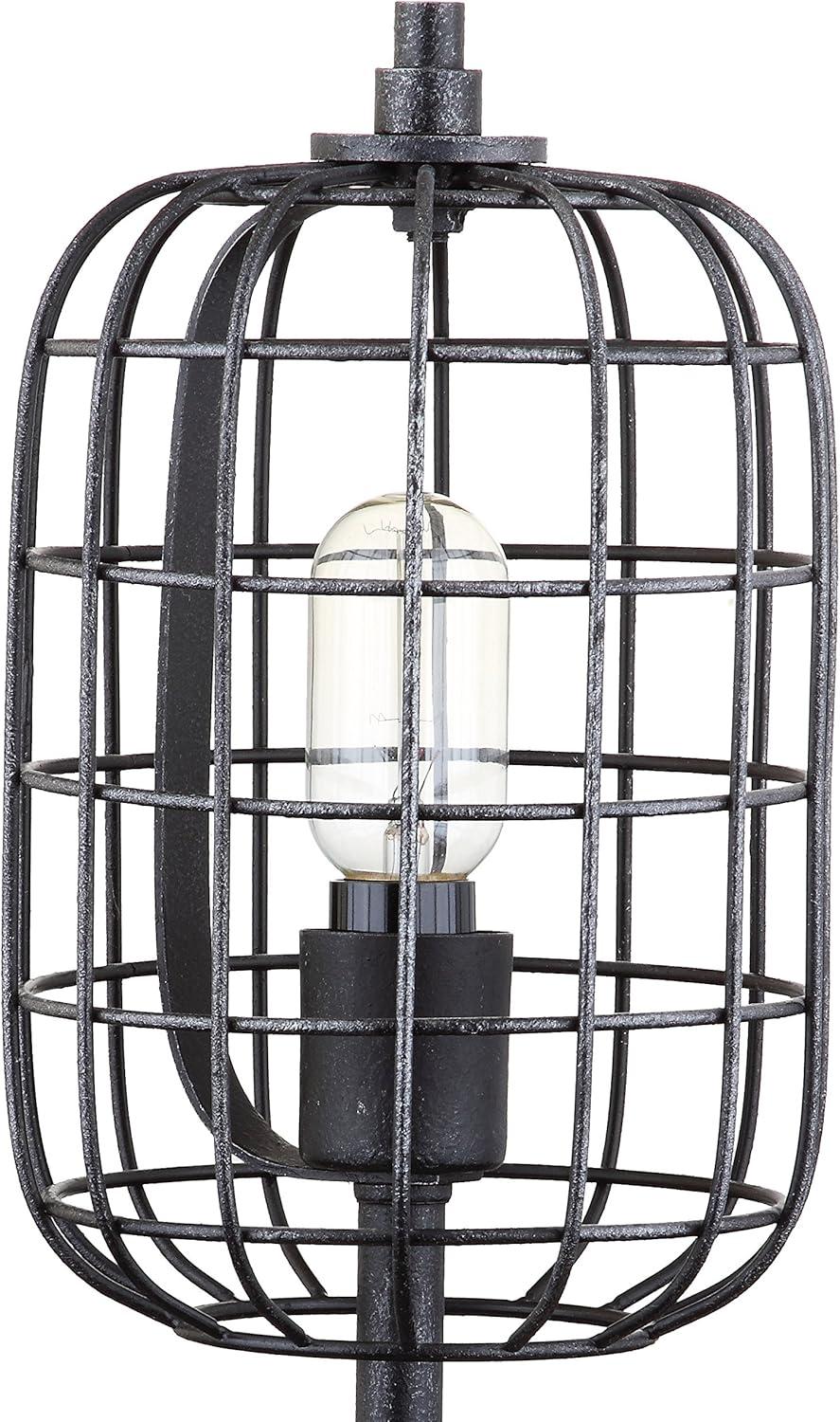 image:imageJONATHAN Y 20 BlackSilver Industrial Metal Table Lamp Wire Cage Drum Shade for Bedroom Living Room Nightstand Rustic Farmhouse Style UL Listed LED Bulb Included JYL4029A