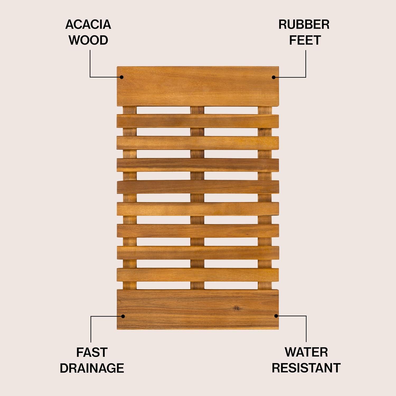 image:imageJONATHAN Y Acacia Wood Slat IndoorOutdoor Bath Mat Natural 20X32 Paige Modern Classic for Shower Mat for Bathroom Bathtub Door Spa Sauna or Garden MAT1001ANatural