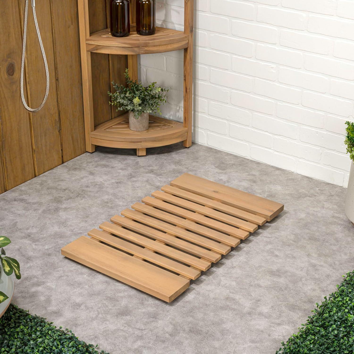 image:imageJONATHAN Y Acacia Wood Slat IndoorOutdoor Bath Mat Natural 20X32 Paige Modern Classic for Shower Mat for Bathroom Bathtub Door Spa Sauna or Garden MAT1001ALight Teak