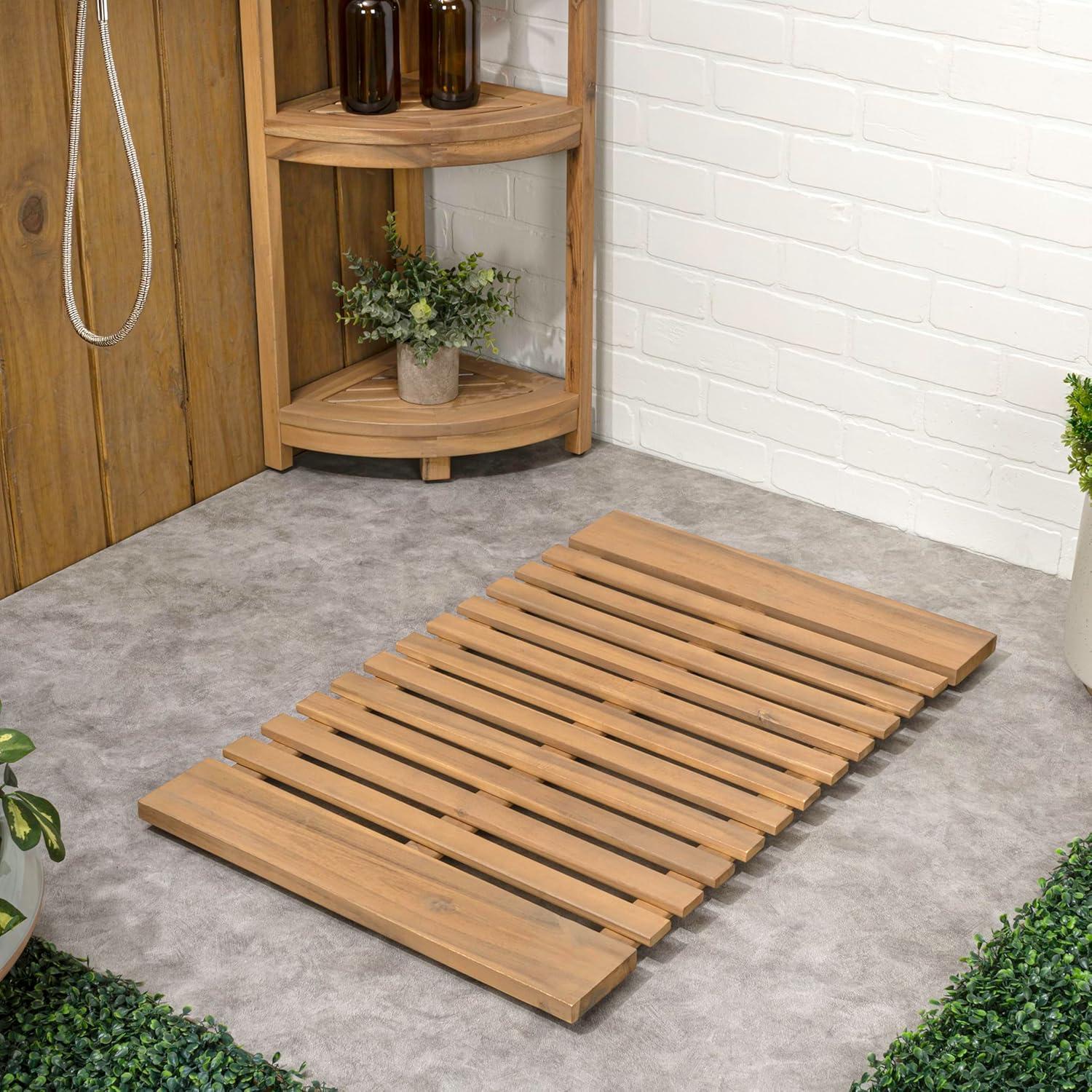 image:imageJONATHAN Y Acacia Wood Slat IndoorOutdoor Bath Mat Natural 20X32 Paige Modern Classic for Shower Mat for Bathroom Bathtub Door Spa Sauna or Garden MAT1001ALight Teak