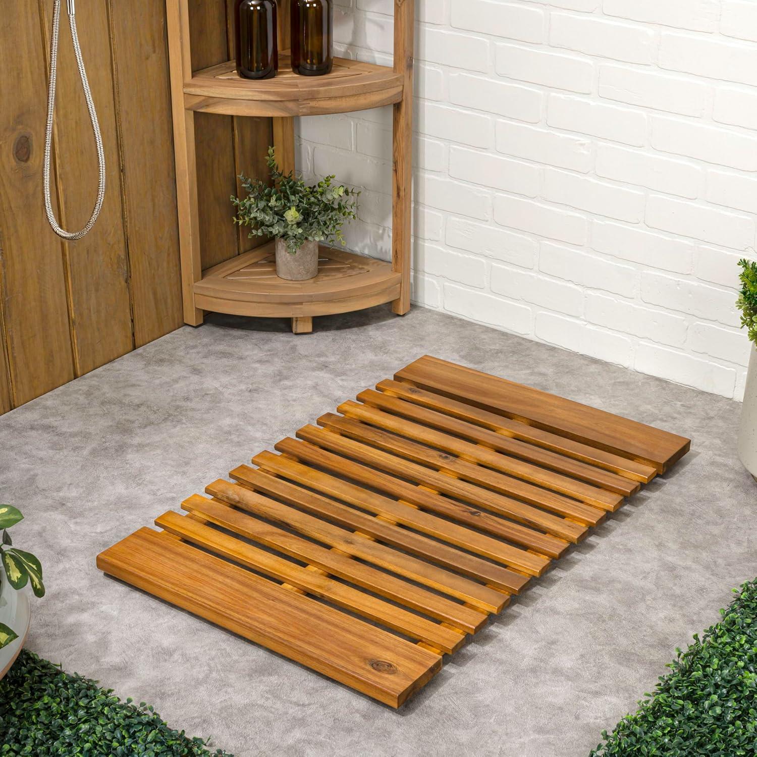 image:imageJONATHAN Y Acacia Wood Slat IndoorOutdoor Bath Mat Natural 20X32 Paige Modern Classic for Shower Mat for Bathroom Bathtub Door Spa Sauna or Garden MAT1001ANatural