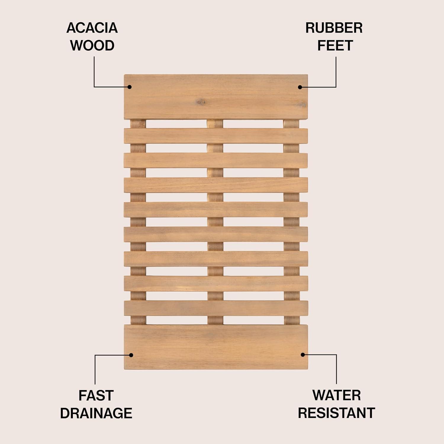 image:imageJONATHAN Y Acacia Wood Slat IndoorOutdoor Bath Mat Natural 20X32 Paige Modern Classic for Shower Mat for Bathroom Bathtub Door Spa Sauna or Garden MAT1001ALight Teak