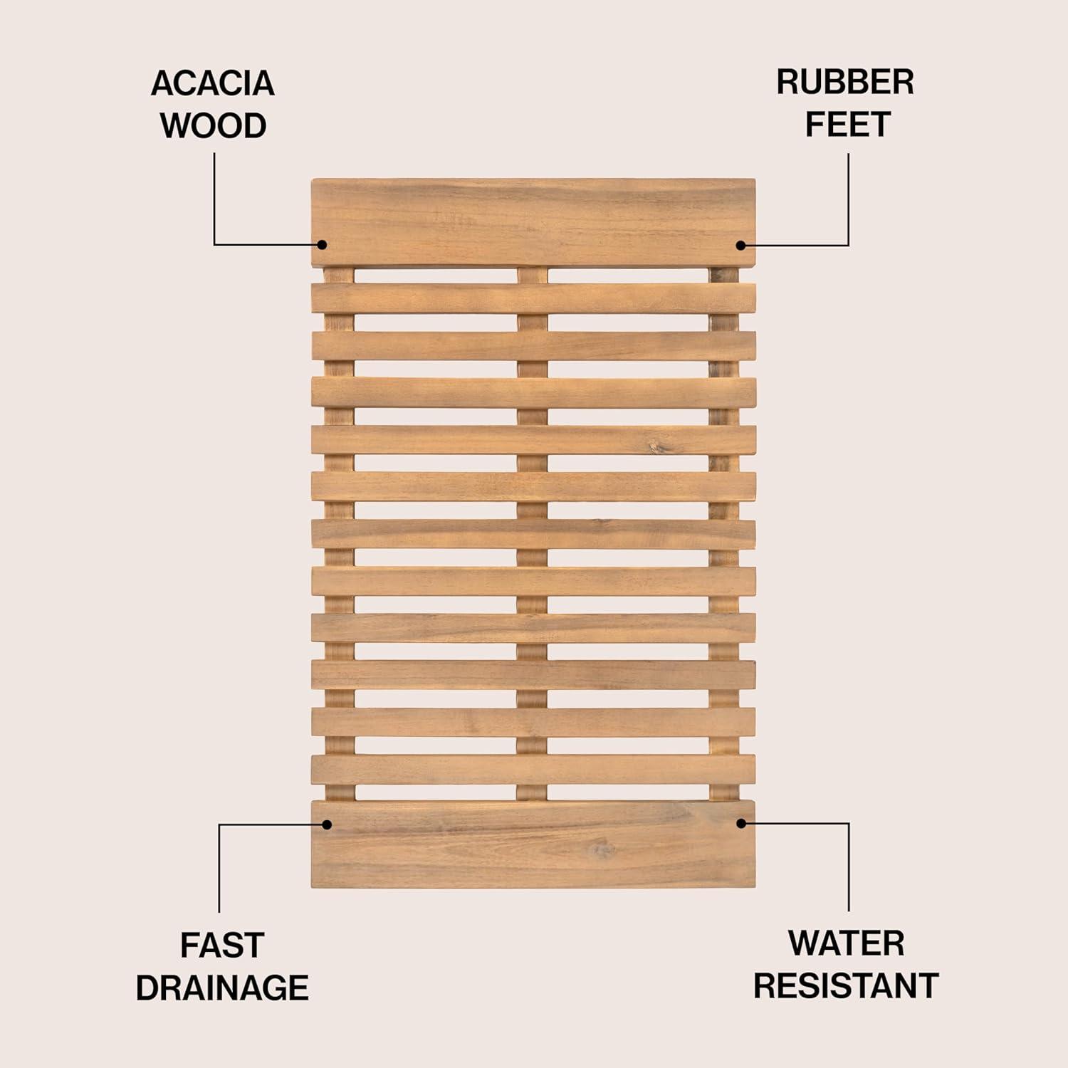 image:imageJONATHAN Y Acacia Wood Slat IndoorOutdoor Bath Mat Natural 20X32 Paige Modern Classic for Shower Mat for Bathroom Bathtub Door Spa Sauna or Garden MAT1001ALight Teak