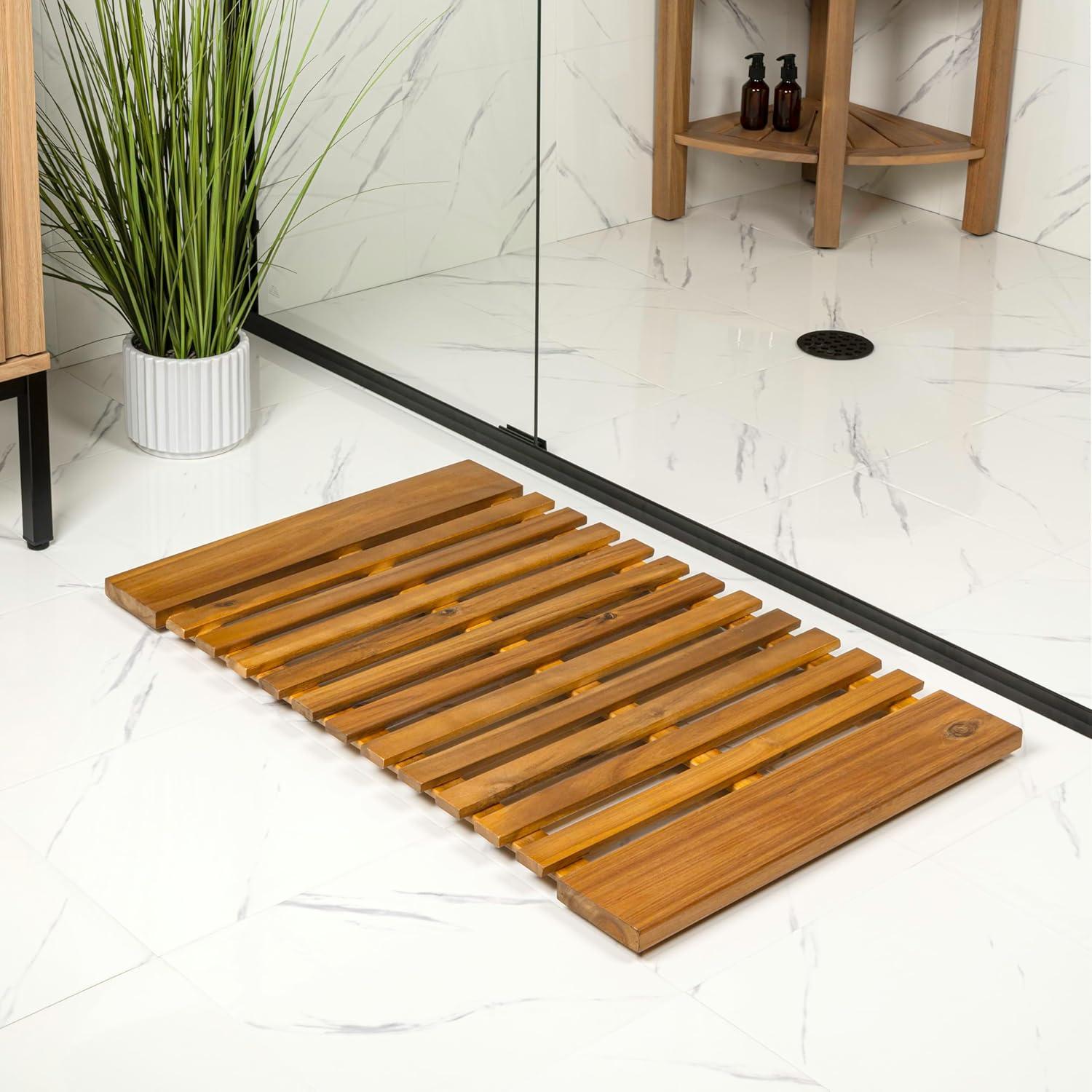image:imageJONATHAN Y Acacia Wood Slat IndoorOutdoor Bath Mat Natural 20X32 Paige Modern Classic for Shower Mat for Bathroom Bathtub Door Spa Sauna or Garden MAT1001ANatural