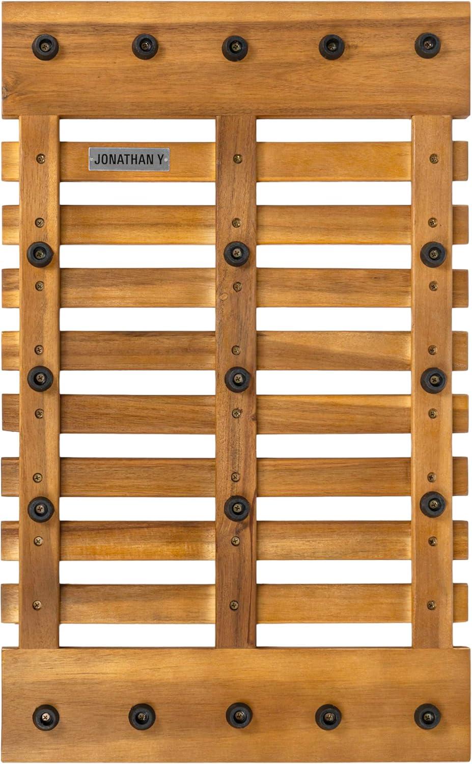 image:imageJONATHAN Y Acacia Wood Slat IndoorOutdoor Bath Mat Natural 20X32 Paige Modern Classic for Shower Mat for Bathroom Bathtub Door Spa Sauna or Garden MAT1001ANatural