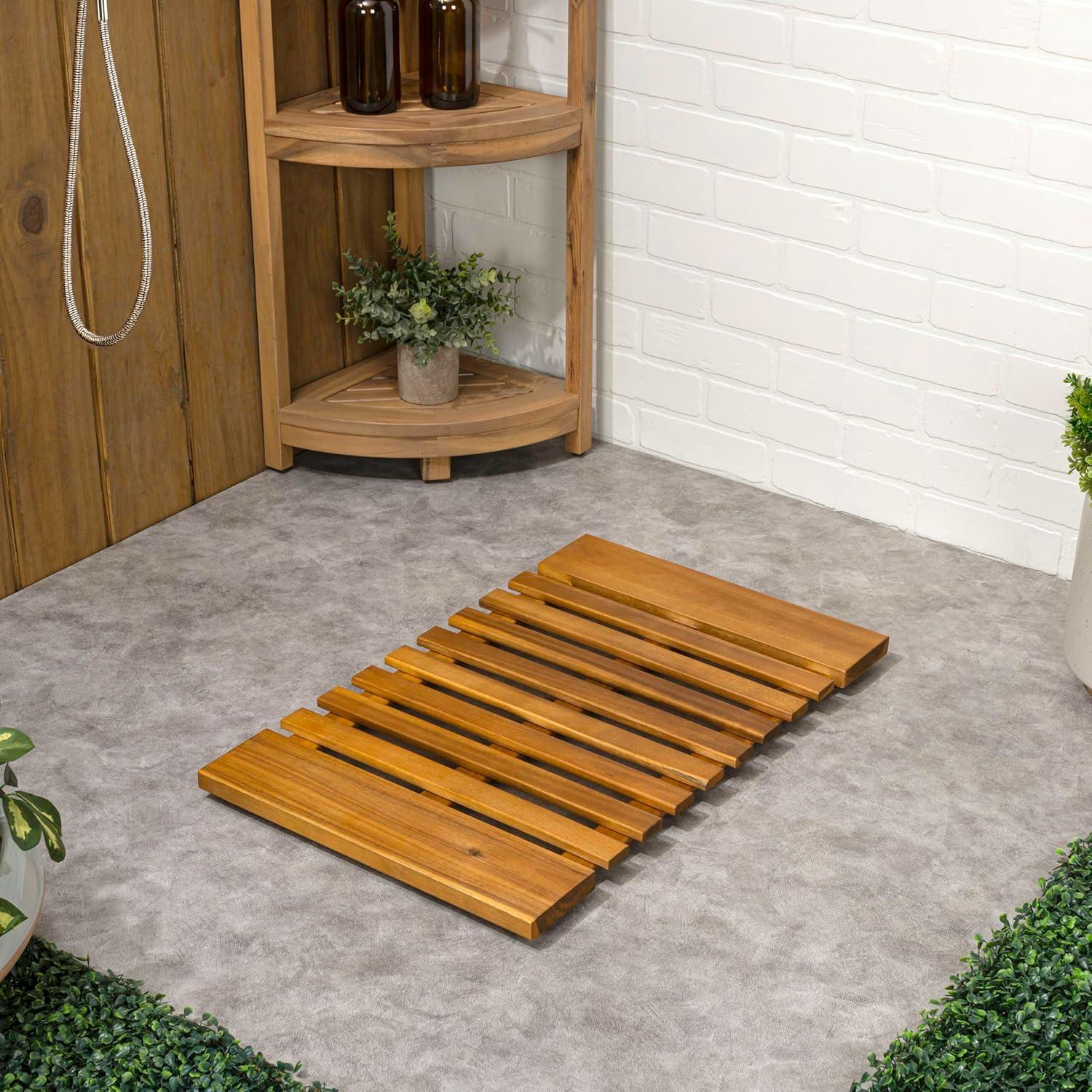 image:imageJONATHAN Y Acacia Wood Slat IndoorOutdoor Bath Mat Natural 20X32 Paige Modern Classic for Shower Mat for Bathroom Bathtub Door Spa Sauna or Garden MAT1001ANatural