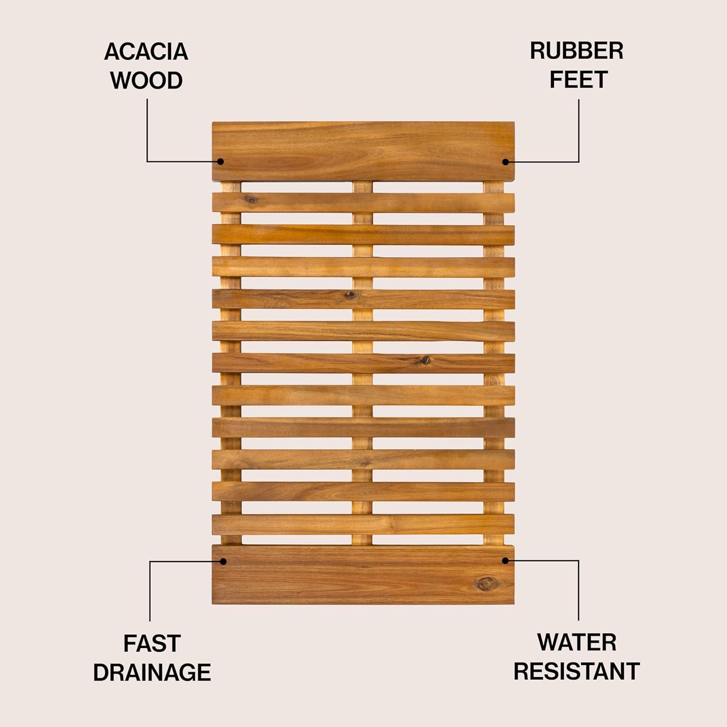 image:imageJONATHAN Y Acacia Wood Slat IndoorOutdoor Bath Mat Natural 20X32 Paige Modern Classic for Shower Mat for Bathroom Bathtub Door Spa Sauna or Garden MAT1001ANatural