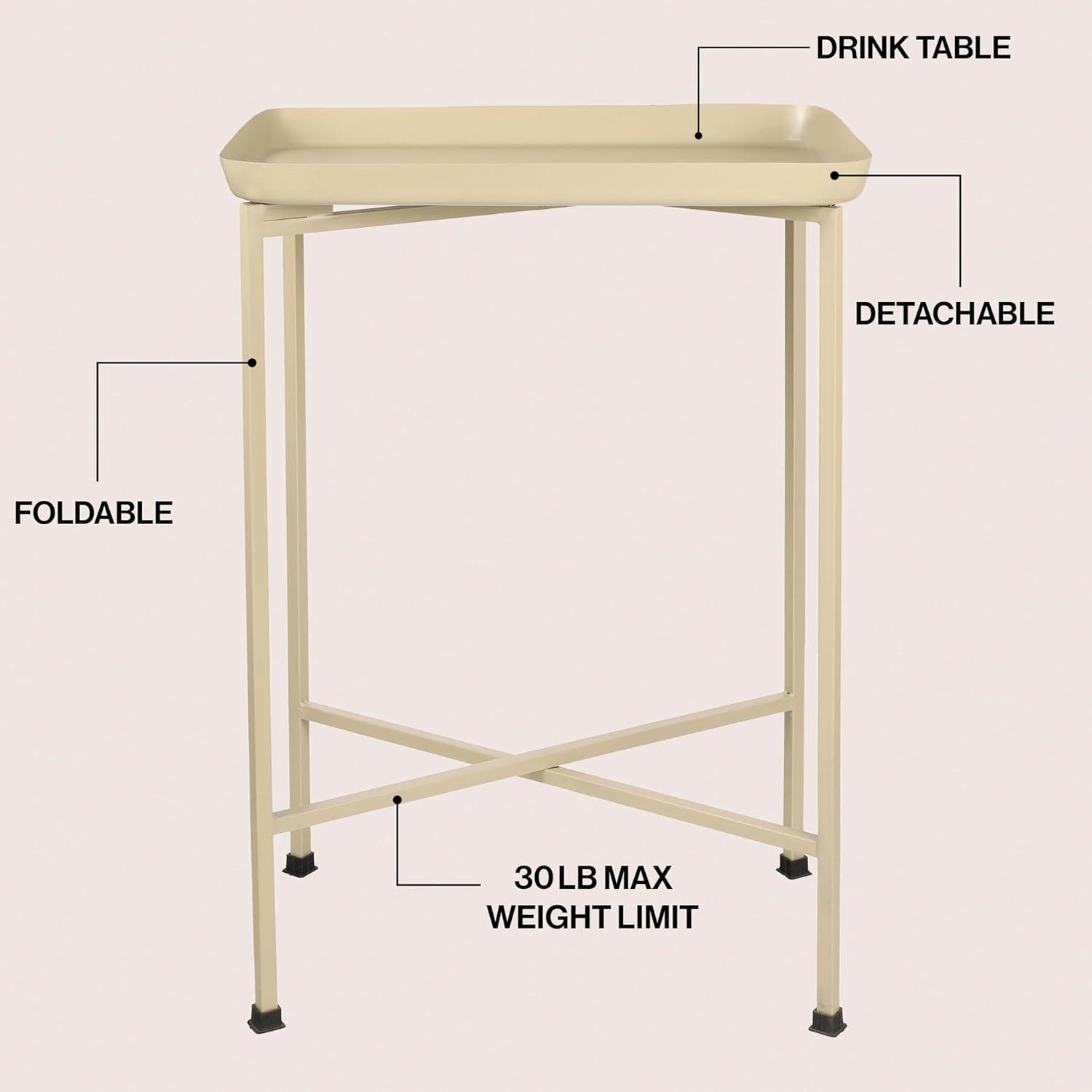 image:imageJONATHAN Y END4006D Sterling 2625 Industrial Classic Metal Foldable Rectangular End Table and Side Table with Removable Tray Top for Living Room Bedroom Office Bathroom Almond
