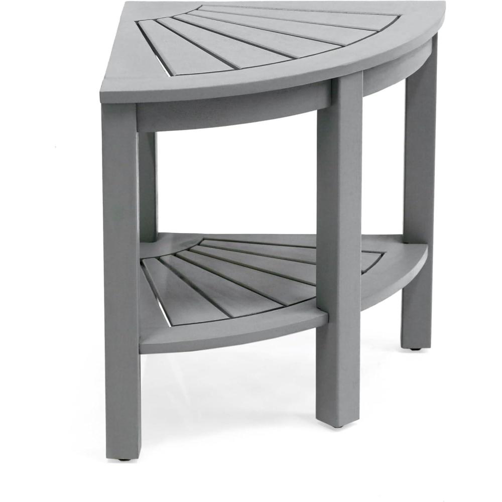 image:imageJONATHAN Y END6002B Maris 18 Classic Coastal Solid Acacia Wood IndoorOutdoor Corner Shower Bench with Shelf BlackGrey