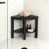 JONATHAN Y END6002B Maris 18″ Classic Coastal Solid Acacia Wood Indoor/Outdoor Corner Shower Bench with Shelf, Black(Black)