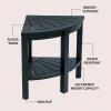 JONATHAN Y END6002B Maris 18″ Classic Coastal Solid Acacia Wood Indoor/Outdoor Corner Shower Bench with Shelf, Black(Black)