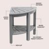 JONATHAN Y END6002B Maris 18″ Classic Coastal Solid Acacia Wood Indoor/Outdoor Corner Shower Bench with Shelf, Black(Grey)