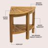 JONATHAN Y END6002B Maris 18″ Classic Coastal Solid Acacia Wood Indoor/Outdoor Corner Shower Bench with Shelf, Black(Natural)