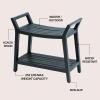 JONATHAN Y STL1000T Orla 25.6″ Modern Classic Slatted Solid Acacia Wood Indoor/Outdoor Shower Bench with Shelf and Handle, Light Teak(Black)