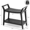 JONATHAN Y STL1000T Orla 25.6″ Modern Classic Slatted Solid Acacia Wood Indoor/Outdoor Shower Bench with Shelf and Handle, Light Teak(Black)