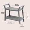 JONATHAN Y STL1000T Orla 25.6″ Modern Classic Slatted Solid Acacia Wood Indoor/Outdoor Shower Bench with Shelf and Handle, Light Teak(Grey)