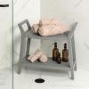 JONATHAN Y STL1000T Orla 25.6″ Modern Classic Slatted Solid Acacia Wood Indoor/Outdoor Shower Bench with Shelf and Handle, Light Teak(Grey)