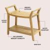 JONATHAN Y STL1000T Orla 25.6″ Modern Classic Slatted Solid Acacia Wood Indoor/Outdoor Shower Bench with Shelf and Handle, Light Teak(Light Teak)