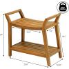 JONATHAN Y STL1000T Orla 25.6″ Modern Classic Slatted Solid Acacia Wood Indoor/Outdoor Shower Bench with Shelf and Handle, Light Teak(Natural)