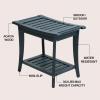 JONATHAN Y STL1001G Tucker 22.1″ Traditional Classic Slatted Solid Acacia Wood Indoor/Outdoor Shower Bench with Shelf and Handle, Gray(Black)