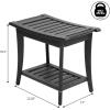 JONATHAN Y STL1001G Tucker 22.1″ Traditional Classic Slatted Solid Acacia Wood Indoor/Outdoor Shower Bench with Shelf and Handle, Gray(Black)