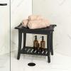 JONATHAN Y STL1001G Tucker 22.1″ Traditional Classic Slatted Solid Acacia Wood Indoor/Outdoor Shower Bench with Shelf and Handle, Gray(Black)