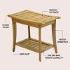 JONATHAN Y STL1001G Tucker 22.1″ Traditional Classic Slatted Solid Acacia Wood Indoor/Outdoor Shower Bench with Shelf and Handle, Gray(Light Teak)
