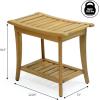 JONATHAN Y STL1001G Tucker 22.1″ Traditional Classic Slatted Solid Acacia Wood Indoor/Outdoor Shower Bench with Shelf and Handle, Gray(Light Teak)