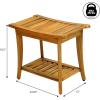 JONATHAN Y STL1001G Tucker 22.1″ Traditional Classic Slatted Solid Acacia Wood Indoor/Outdoor Shower Bench with Shelf and Handle, Gray(Natural)