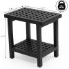 JONATHAN Y STL1003G Armin 18.1″ Modern Classic Grid Slat Solid Acacia Wood Indoor/Outdoor Shower Stool, Gray(Black)