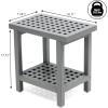 JONATHAN Y STL1003G Armin 18.1″ Modern Classic Grid Slat Solid Acacia Wood Indoor/Outdoor Shower Stool, Gray(Grey)