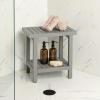 JONATHAN Y STL1003G Armin 18.1″ Modern Classic Grid Slat Solid Acacia Wood Indoor/Outdoor Shower Stool, Gray(Grey)