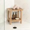 JONATHAN Y STL1003G Armin 18.1″ Modern Classic Grid Slat Solid Acacia Wood Indoor/Outdoor Shower Stool, Gray(Light Teak)