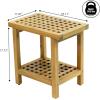 JONATHAN Y STL1003G Armin 18.1″ Modern Classic Grid Slat Solid Acacia Wood Indoor/Outdoor Shower Stool, Gray(Light Teak)