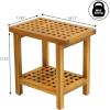 JONATHAN Y STL1003G Armin 18.1″ Modern Classic Grid Slat Solid Acacia Wood Indoor/Outdoor Shower Stool, Gray(Natural)