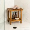 JONATHAN Y STL1003G Armin 18.1″ Modern Classic Grid Slat Solid Acacia Wood Indoor/Outdoor Shower Stool, Gray(Natural)