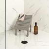 JONATHAN Y STL1004T Saru 11.8″ Traditional Classic Solid Acacia Wood Shower Shaving Foot Stool, Light Teak(Grey)