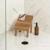 JONATHAN Y STL1004T Saru 11.8″ Traditional Classic Solid Acacia Wood Shower Shaving Foot Stool, Light Teak(Light Teak)